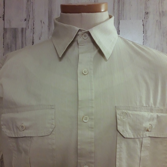 Bundle “3 x $20" TIMBERLAND Men's S/S Button Down Cotton Cream Shirt M - Picture 6 of 8